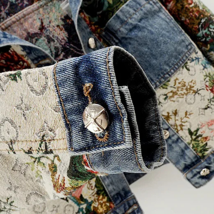 VIENNA - Veste en Jean à Motif Floral pour Femmes