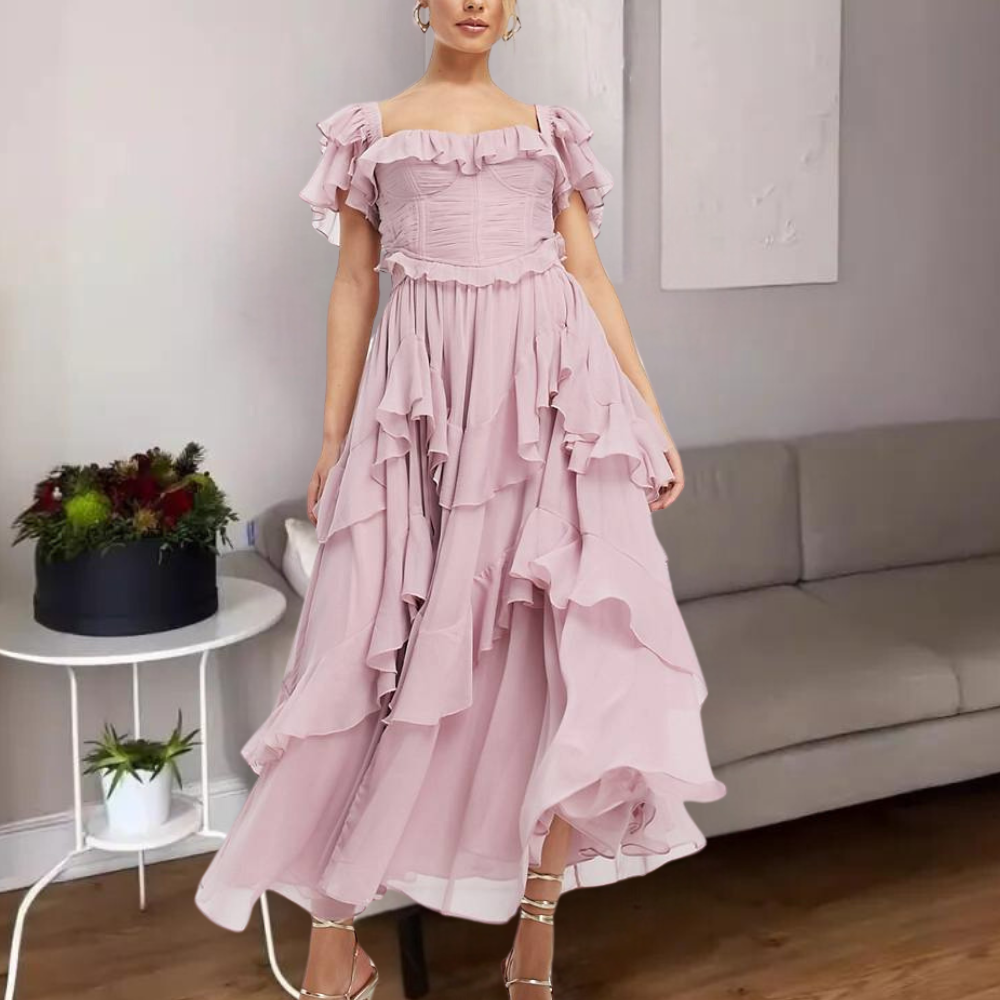 Ula - Délicate robe de gala à volants pour femmes