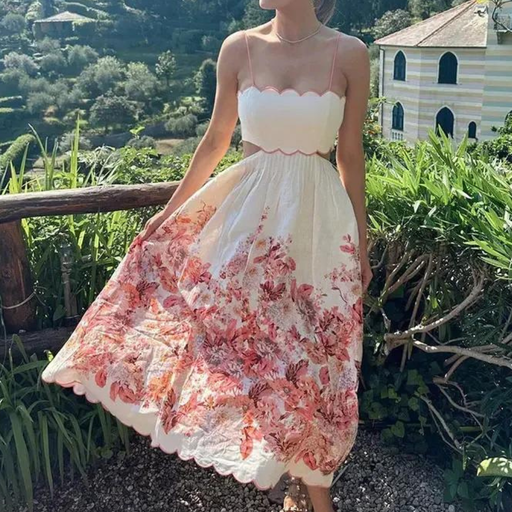 Isabella - Tendance florale Robe dos nu moderne avec ligne en A et sans manches