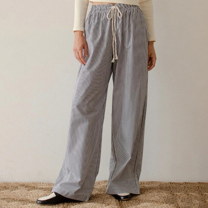 Lyra - Pantalon Ample à Rayures Léger et Élégant