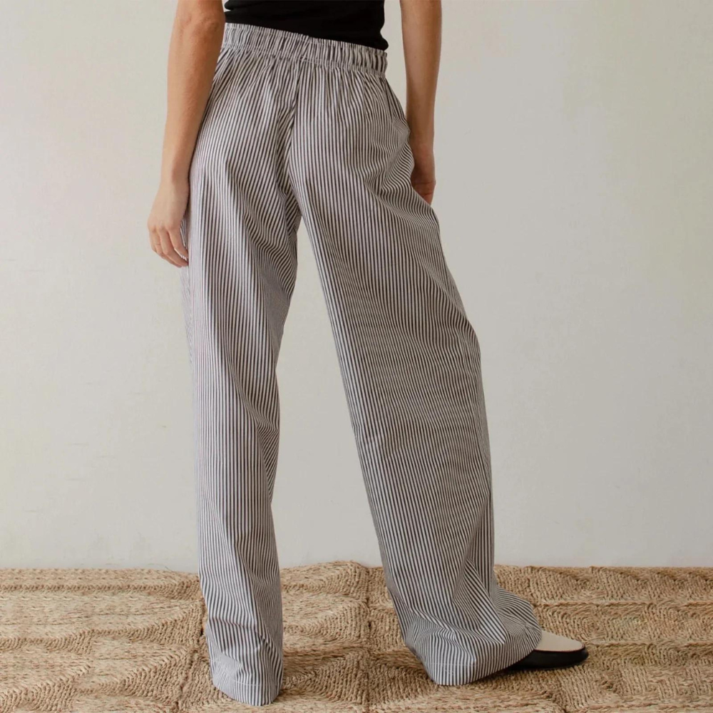 Lyra - Pantalon Ample à Rayures Léger et Élégant