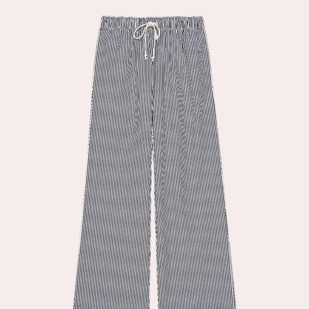 Lyra - Pantalon Ample à Rayures Léger et Élégant