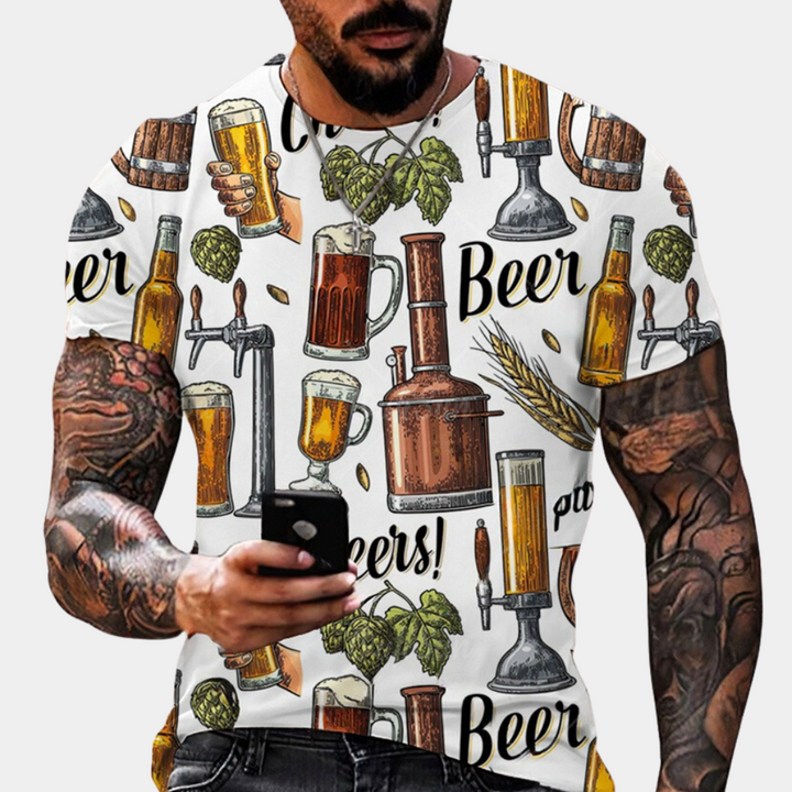 Nikos - T-shirt décontracté et imprimé Oktoberfest pour hommes