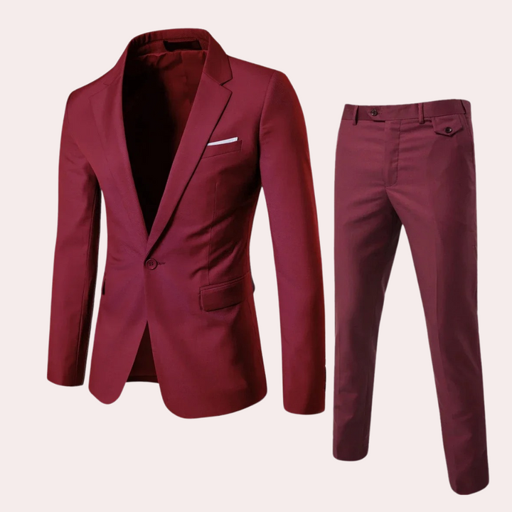 Rood heren pak met blazer en pantalon