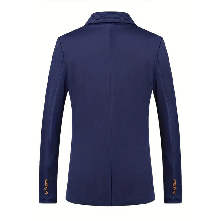 Achterkant donkerblauwe blazer voor heren