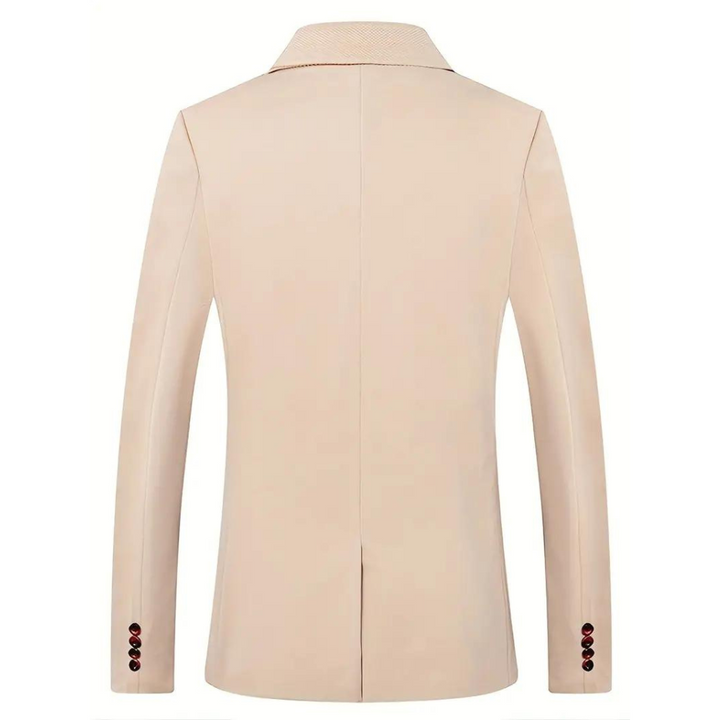 Achterkant beige blazer voor heren