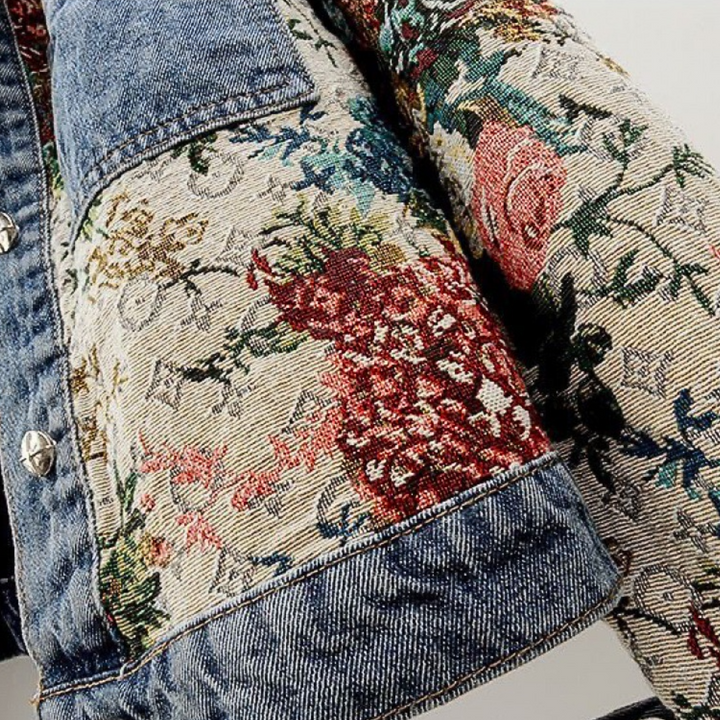 VIENNA - Veste en Jean à Motif Floral pour Femmes