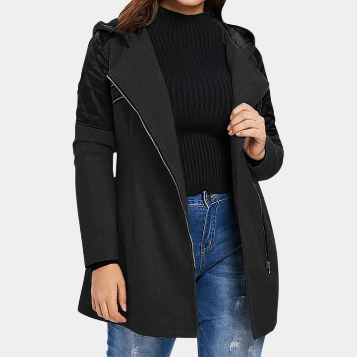 KEISY - Manteau moderne à capuche mi-long pour femmes