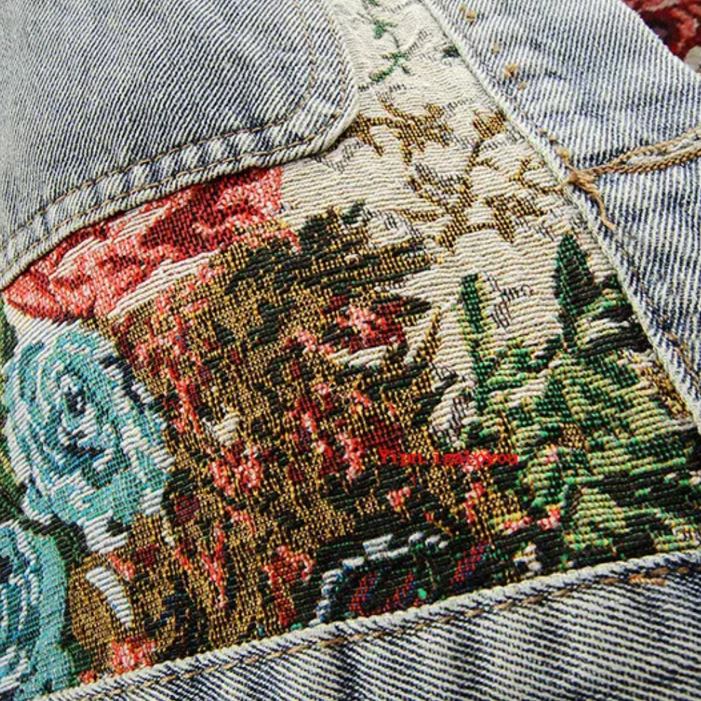 VIENNA - Veste en Jean à Motif Floral pour Femmes