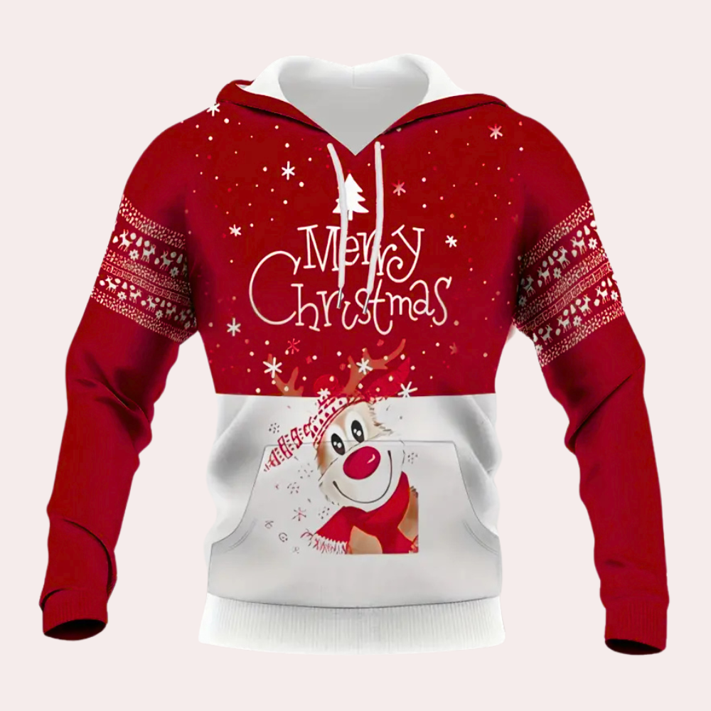 TOBIE - Sweat à Capuche de Noël Imprimé pour Hommes