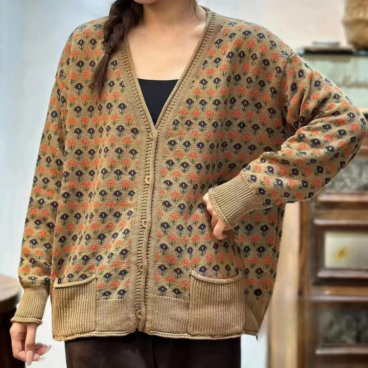 ETTA - Cardigan Élégant à Motifs Floraux pour Femmes