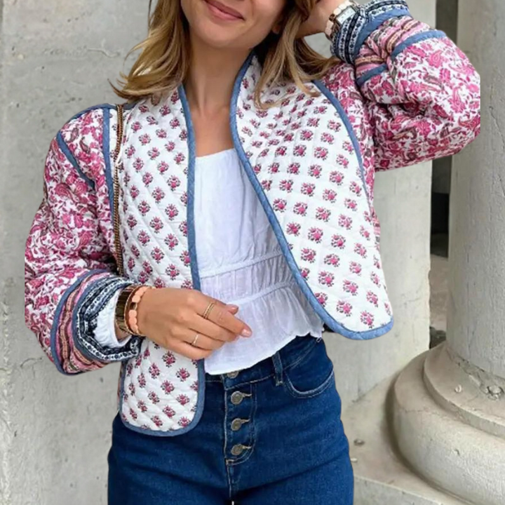 LEINA - Manteau à Motifs Floraux pour Femmes