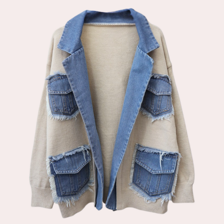 HADRIA - Gilet en Denim Tricot Femme